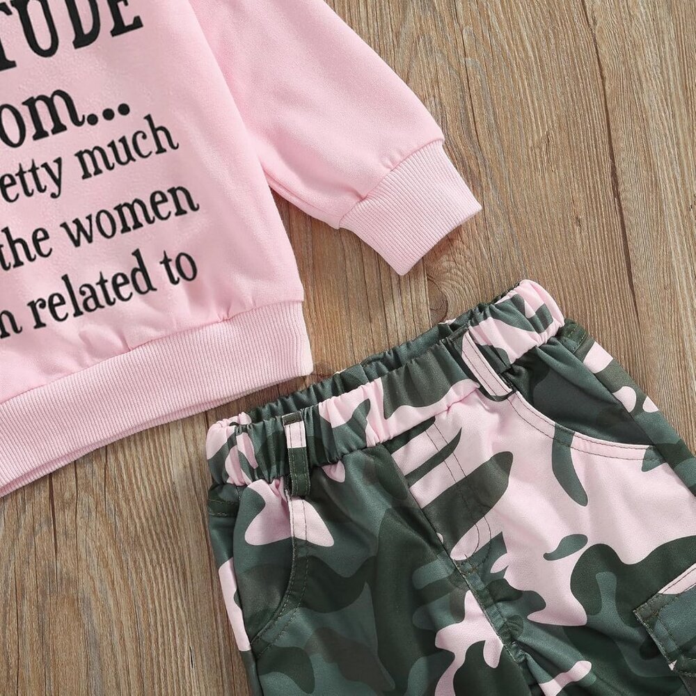 Toddler Girls Clothes 2T 3T 4T 5T Fall Outfits Baby Pullover Sweatshirt & Camouf - Picture 6 of 7